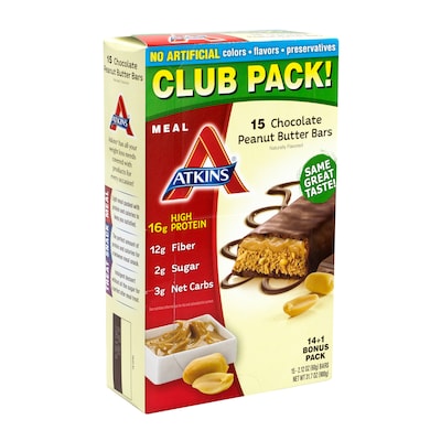 Atkins Chocolate Peanut Butter Protein Bar, 15 Bars/Box (220-00763)