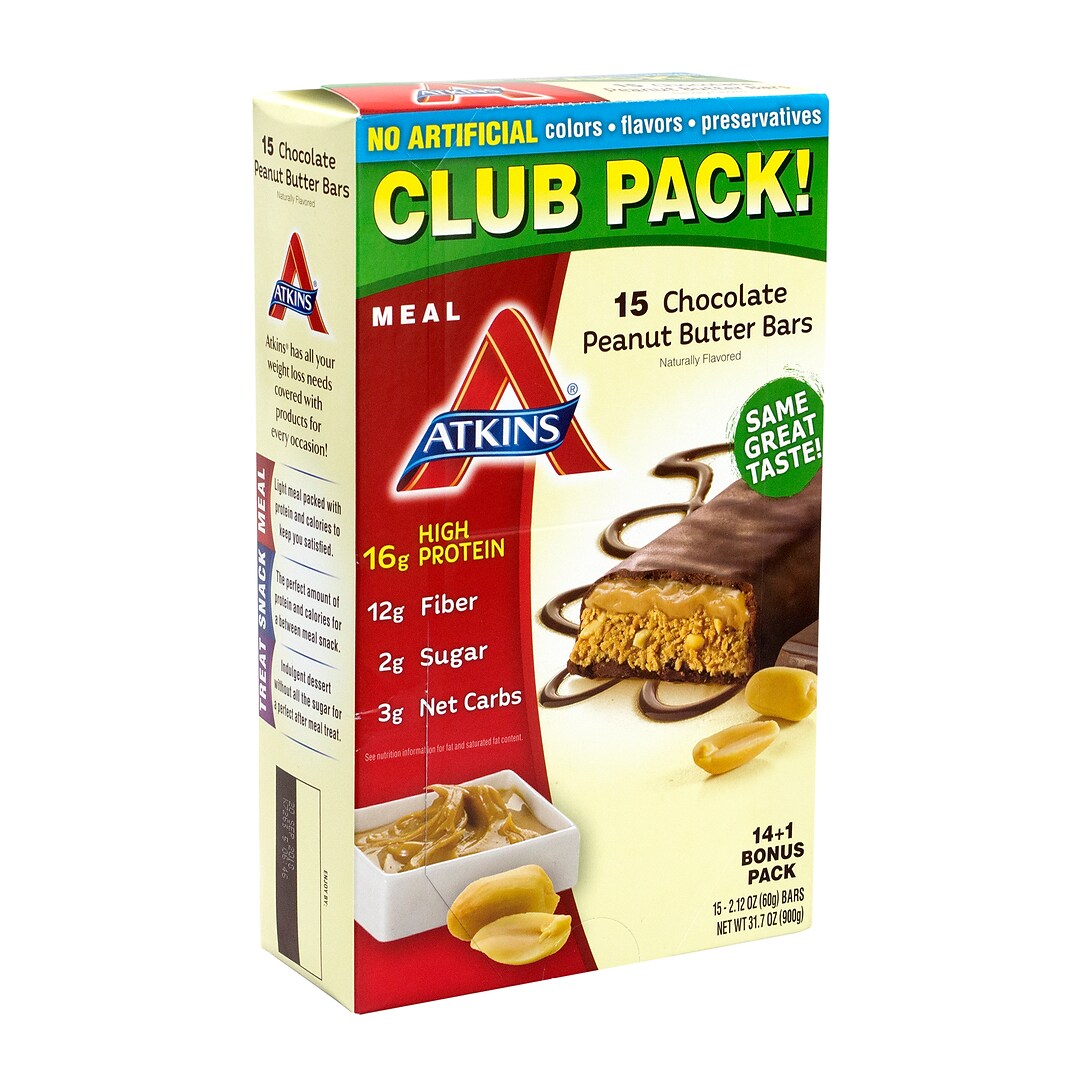 Atkins High Protein Meal Bars Chocolate Peanut Butter 2 12 Oz 15 Count 2 Quill Com