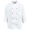 Chef Designs® Womens Long Sleeve Ten Pearl-Button Chef Coat, White, Large
