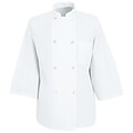 Chef Designs® 3/4 Sleeve Eight Pearl-Button Chef Coat, White, 4XL
