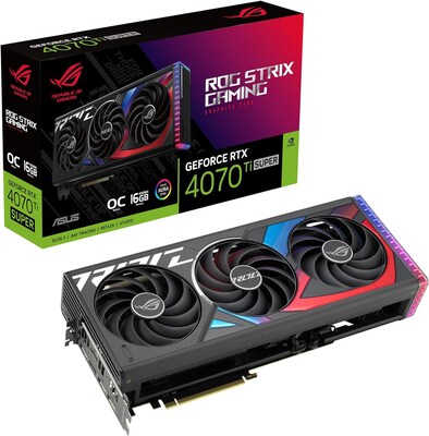 Asus ROG Strix GeForce RTX 4070 Ti SUPER Nvidia PCI Express 4.0 16GB GDDR6X Gaming Graphics Card, Bl