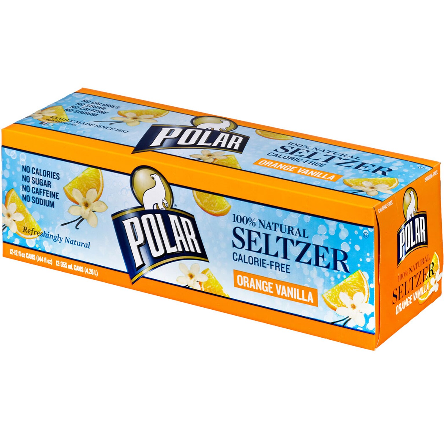 Polar® Orange Vanilla Seltzer, 12 oz. Cans, Pack of 24 (1000261)