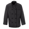 Chef Designs® Long Sleeve Ten Knot-Button Chef Coat, Black, XS
