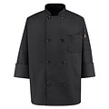 Chef Designs® Long Sleeve Eight Pearl-Button Chef Coat, Black, Small