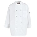 Chef Designs® Long Sleeve Vented Back Chef Coat, White, Large