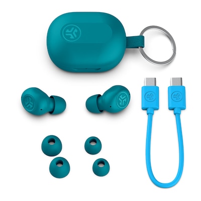 JLab JBuds Mini True Wireless Noise Canceling Earbuds Headphones, Bluetooth, Aqua (EBJBMINIRAQUA124)