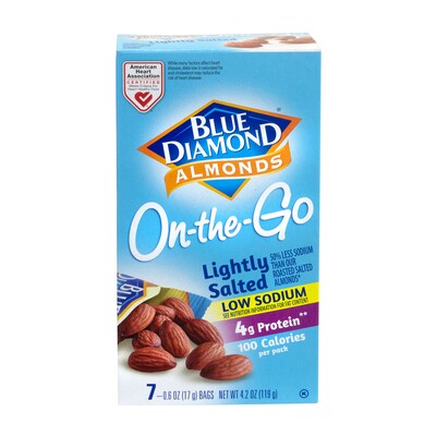 Blue Diamond Lightly Salted Almonds, 0.63 oz., 7 Bags/Pack, 6/Pack (220-00795)