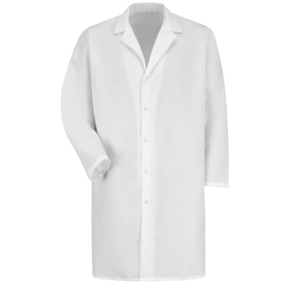 Red Kap® Mens Specialized Gripper Front Lab Coat, White, XL