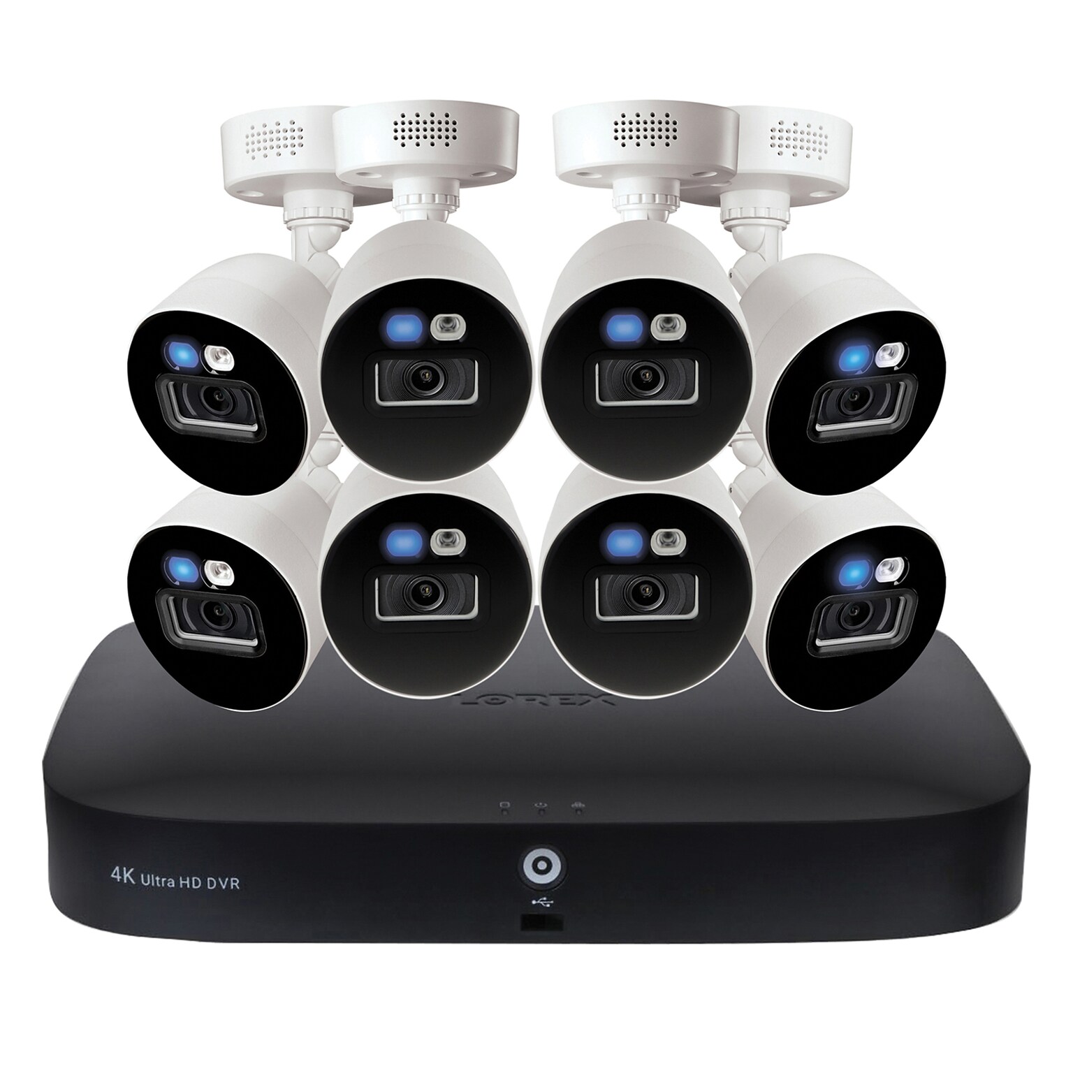 Lorex Fusion 4K 8.0-MP 20-Camera-Capable 2-TB DVR System with 8 Wired Smart Deterrence Cameras, White (D863A62B-8DA8)
