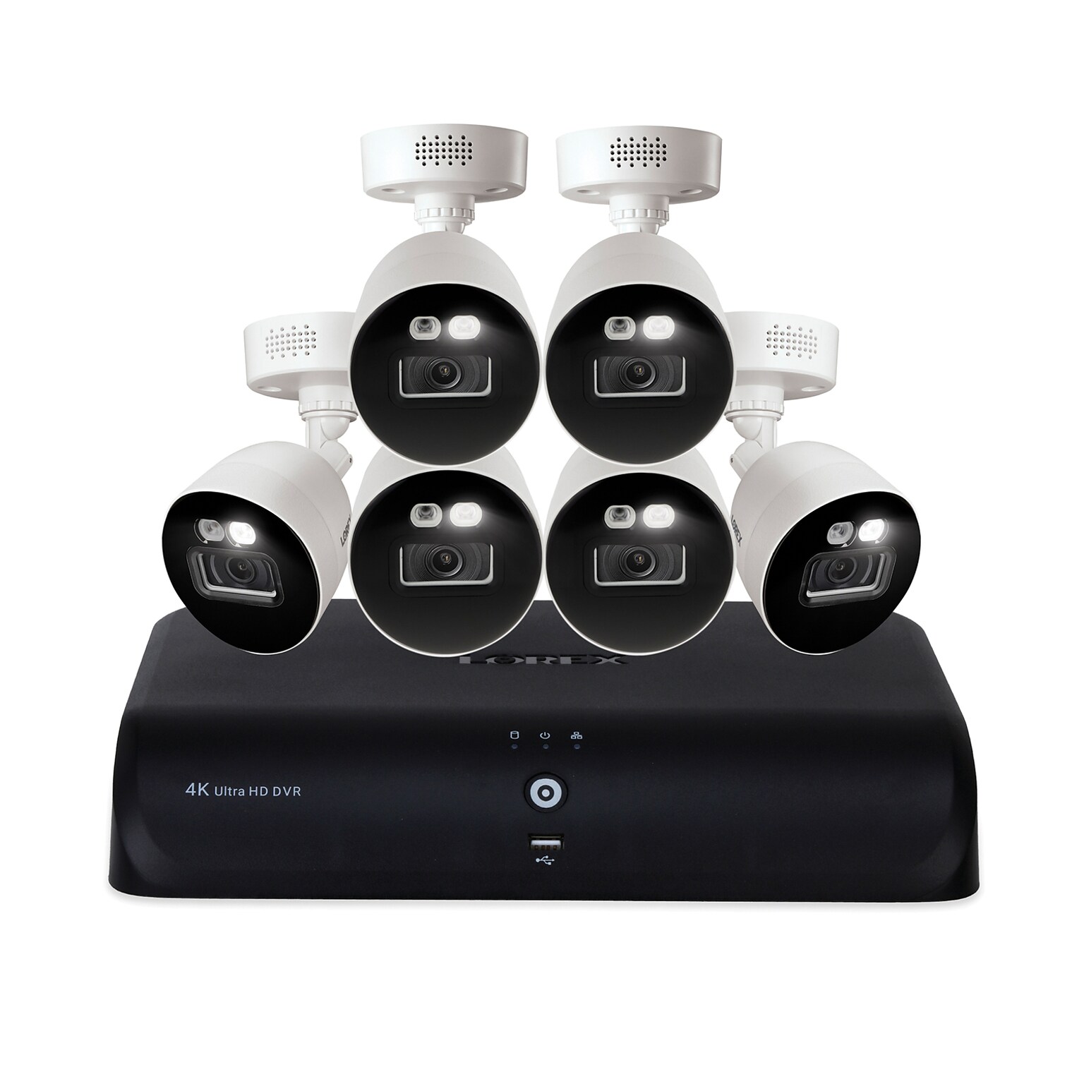 Lorex Fusion 4K 8.0-MP 12-Camera-Capable 2-TB DVR System with 6 Wired Smart Deterrence CVI Cameras, White (D881A82B-8DA6-E)