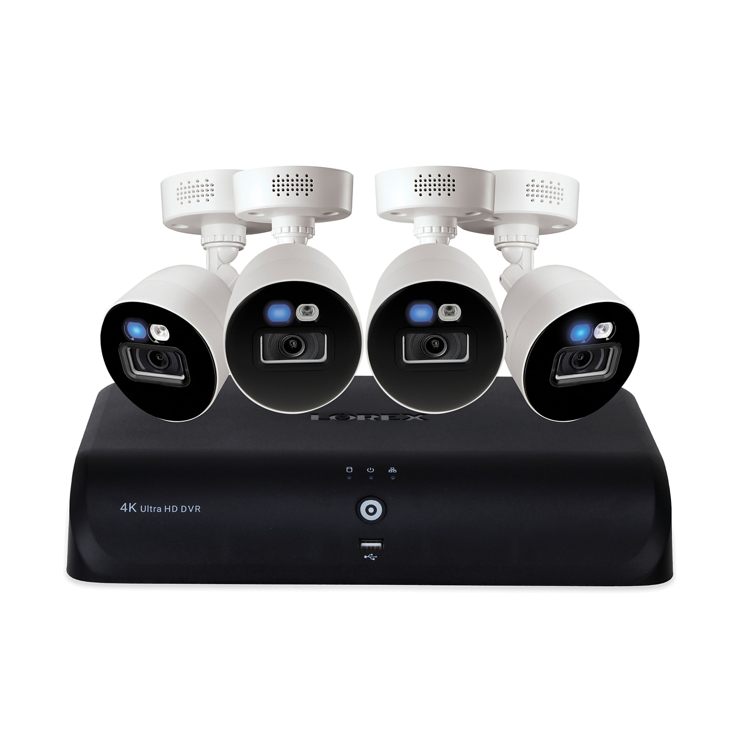 Lorex Fusion 4K 8.0-MP 12-Camera-Capable 2-TB DVR System with 4 Wired Smart Deterrence Cameras, White (D881A82B-8DA4-E)