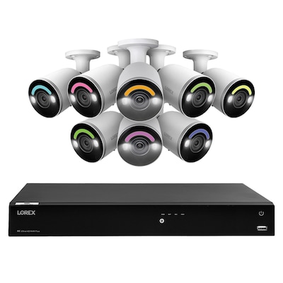 Lorex Fusion 4K 8.0-MP 16-Camera-Capable 4-TB NVR System with 8 IP Smart-Deterrence Bullet Cameras,