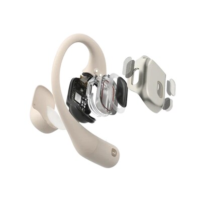 Shokz OpenFit True Wireless Noise Canceling Open-Ear Hook Earbuds with Charging Case & Cable, Bluetooth, Beige (T910-ST-BG-US)