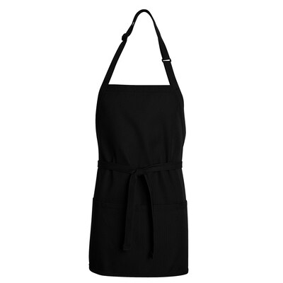 Chef Designs 3-Pocket Premium Short Bib Apron, Black