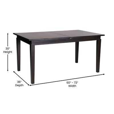 Flash Furniture Henry Wooden Dining Table with Extension Panel, 36" x 72", Matte Black (KERT217EXBLK72)