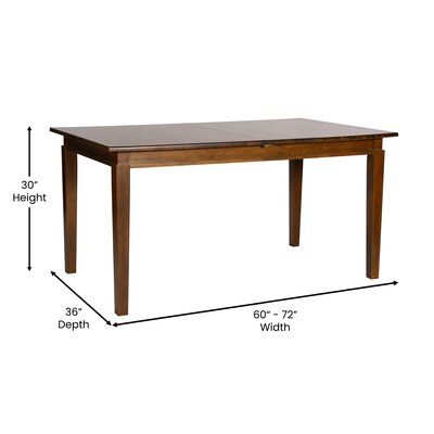 Flash Furniture Henry Wooden Dining Table with Extension Panel, 36" x 72", Matte Brown (KERT217EXBRN72)