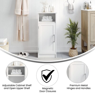 Flash Furniture Vega 34" Bathroom Storage Cabinet Organizer with 3 Shelves, White (FSVEGABATH3WH)