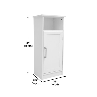 Flash Furniture Vega 34" Bathroom Storage Cabinet Organizer with 3 Shelves, White (FSVEGABATH3WH)