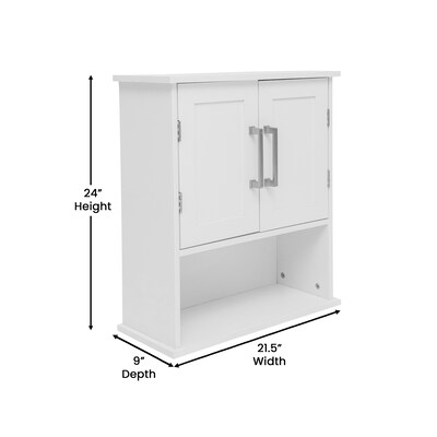 Flash Furniture Vega 24" Wall Mounted Medicine Cabinet Storage Organizer with 3 Shelves, White (FSVEGABATH5WH)