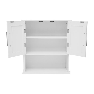 Flash Furniture Vega 24" Wall Mounted Medicine Cabinet Storage Organizer with 3 Shelves, White (FSVEGABATH5WH)