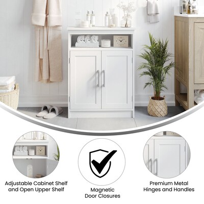 Flash Furniture Vega 31.5" Bathroom Storage Cabinet Organizer with 3 Shelves, White (FSVEGABATH4WH)