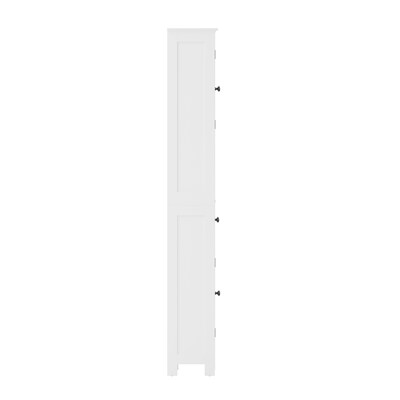 Flash Furniture Dune 70" Freestanding Bathroom Linen Tower Storage Cabinet with 5 Shelves, White (FSBATH6WH)