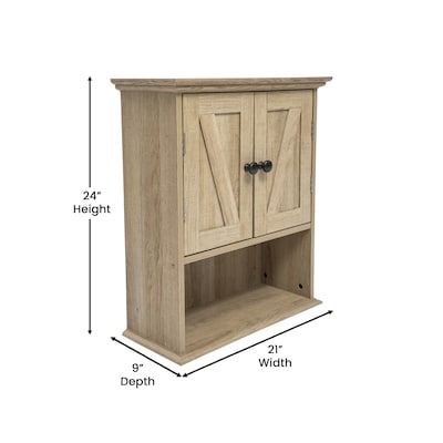 Flash Furniture Dune 24" Medicine Cabinet Storage Organizer with 3 Shelves, Brown (FSBATH7BR)