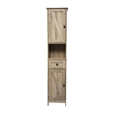 Flash Furniture Dune 70" Freestanding Bathroom Linen Tower Storage Cabinet with 5 Shelves, Brown (FSBATH6BR)