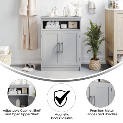 Flash Furniture Vega 31.5" Bathroom Storage Cabinet Organizer with 3 Shelves, Gray (FSVEGABATH4GY)