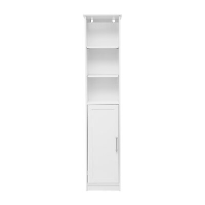 Flash Furniture Vega 70" Linen Tower Storage Cabinet with 5 Shelves, White (FSVEGABATH2WH)