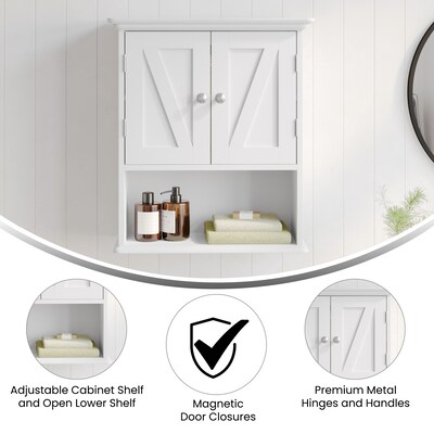 Flash Furniture Dune 24" Medicine Cabinet Storage Organizer with 3 Shelves, White (FSBATH7WH)