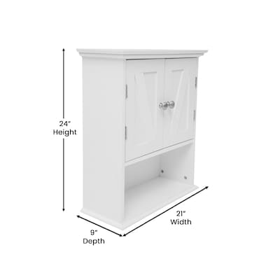 Flash Furniture Dune 24" Medicine Cabinet Storage Organizer with 3 Shelves, White (FSBATH7WH)