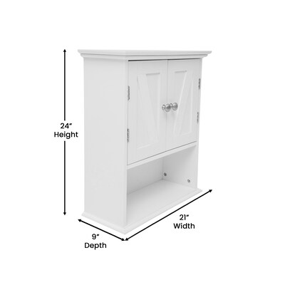 Flash Furniture Dune 24" Medicine Cabinet Storage Organizer with 3 Shelves, White (FSBATH7WH)