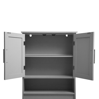 Flash Furniture Vega 66.25" Over the Toilet Storage Cabinet Organizer with 3 Shelves, Gray (FSVEGABATH1GY)