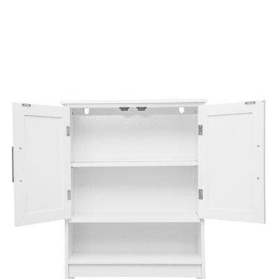 Flash Furniture Vega 66.25" Over the Toilet Storage Cabinet Organizer with 3 Shelves, White (FSVEGABATH1WH)