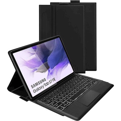 SaharaCase Keyboard Case with Mouse Pad for Samsung Galaxy Tab S8 Plus and S7 FE, Black (TB00134)