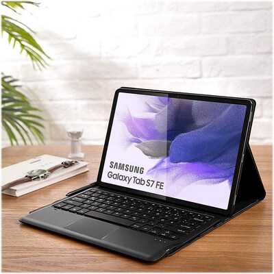 SaharaCase Keyboard Case with Mouse Pad for Samsung Galaxy Tab S8 Plus and S7 FE, Black (TB00134)