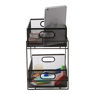 Mind Reader 2 Tier Metal Mesh Storage Baskets Organizer, Home, Office, Kitchen, Bathroom, Black (CABASK2T-BLK)