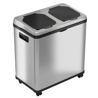 iTouchless Halo Dual Compartment Stainless Steel Sensor Recycle Bin and Trash Can, 16 Gallon (RT16SS