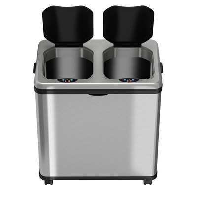 iTouchless Halo Dual Compartment Stainless Steel Sensor Recycle Bin and Trash Can, 16 Gallon (RT16SS)