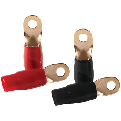 DB Link 4-Gauge 5/16 Ring Terminals, 4 pk (Gold Plated, 2 Red & 2 Black)(RT4)