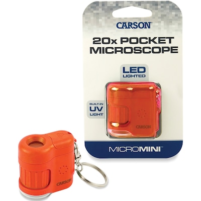 Carson Optical MicroMini 20x LED Lighted Pocket Microscope, Orange (MM-280O)