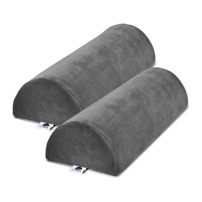 AllSett Health Half-Moon Bolster Pillow, Large, Gray, 2/Pack (ASH852-2-2PK)