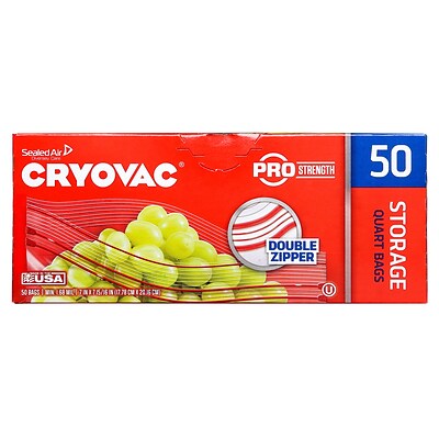 Cryovac® Brand Resealable One Quart Storage Bags Retail, 50 Each, Pack of 9 (100946911)