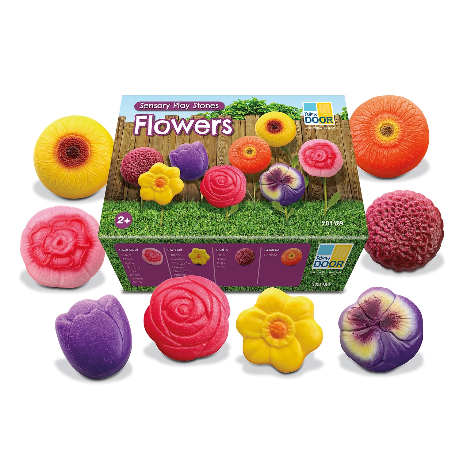 Yellow Door Sensory Play Stones – Flowers, Set of 8 (YUS1189)