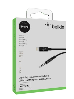 Belkin Lightning Audio Cable for iPhone/iPad/iPod Touch, Black (AV10172BT06-BLK)