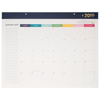 2019 Emily Ley Monthly Desk Pad Calendar, 12 Months, January Start, 21 3/4 x 17 (EL100-704-19)