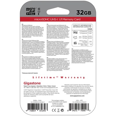 Gigastone GS-2IN1600X32GB-R Prime Series microSD Card with Adapter (32GB) (GIGS2IN132GBR)