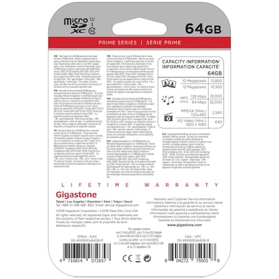 Gigastone GS-4IN1600X64GB-R         Prime Series microSD Card 4-in-1 Kit (64GB) (GIGS4IN164GBR)