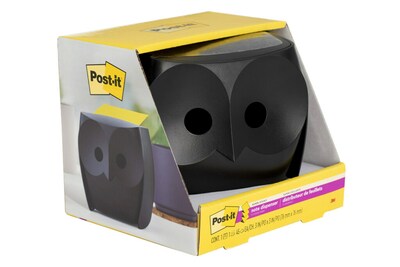 Post-it Super Sticky Notes & Owl Design Dispenser, Black (OWL-330-BK)